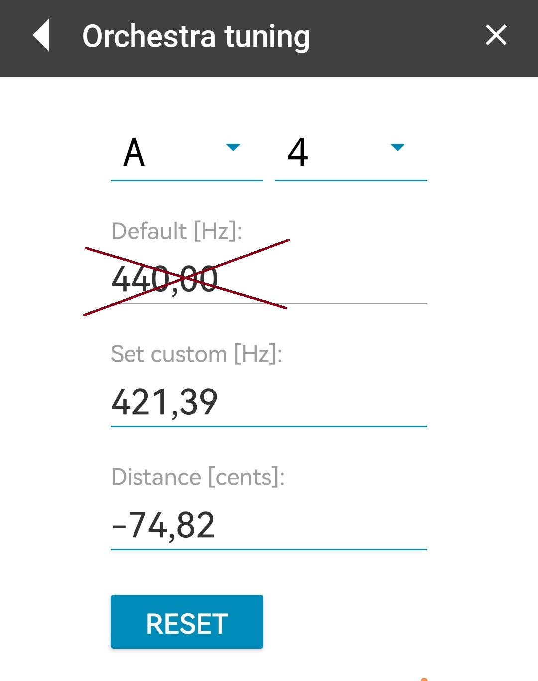 not 440Hz but 421,39
